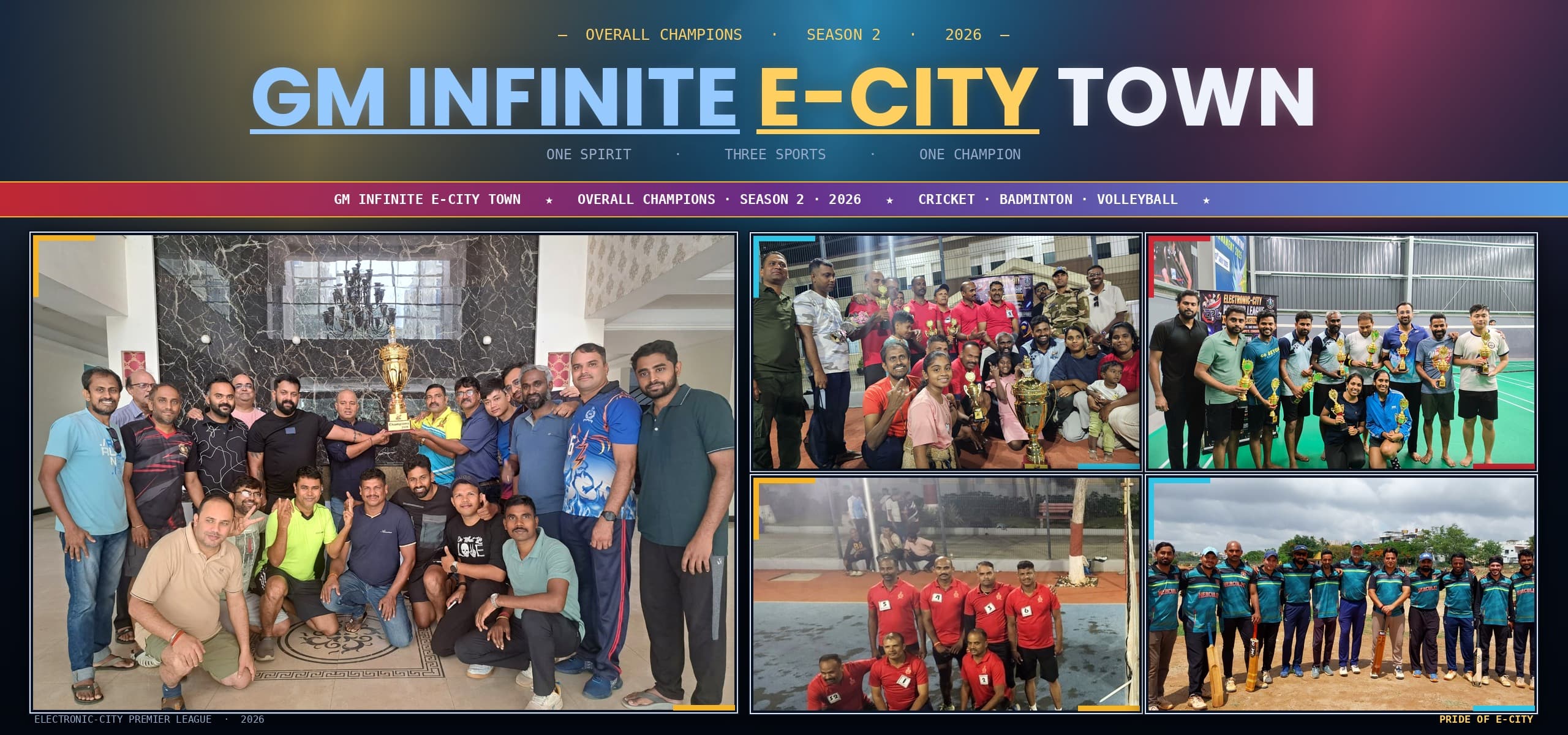 GM Infinite E-City Town celebrating as EPL Season 2 overall champions