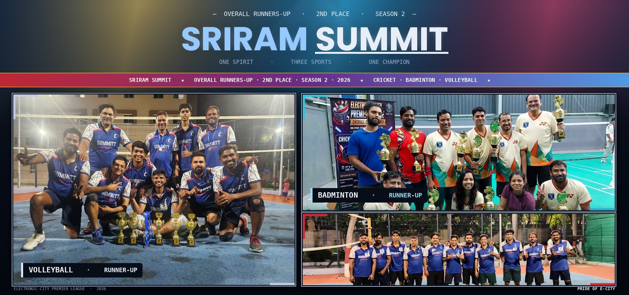 Sriram Summit, EPL Season 2 overall runners-up